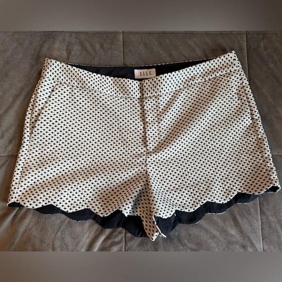 Elle Women's Black and White Polka Dot Shorts With Scallop Edge  Size 16 - Picture 1 of 6
